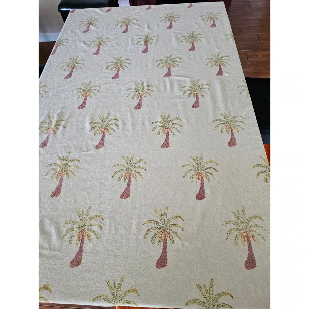 Couleur Nature Palm Tree Cotton Tablecloth 59x86 Rectangular Tropical Coastal